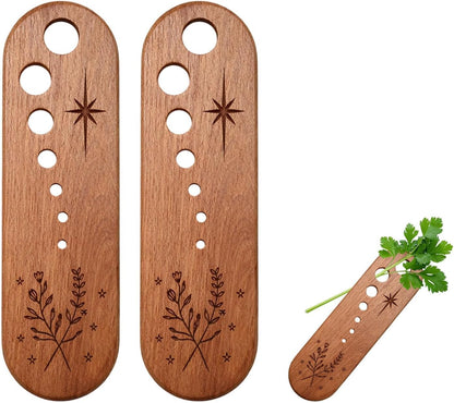 2Pcs Wooden Stripper Vegetable Leaf Separator, Herb Stripper Tool Supplies, Handmade Wood 7 Hole Different Sizes Elegant Kitchen Tool, Gifts for the Kitchen Suitable for Home