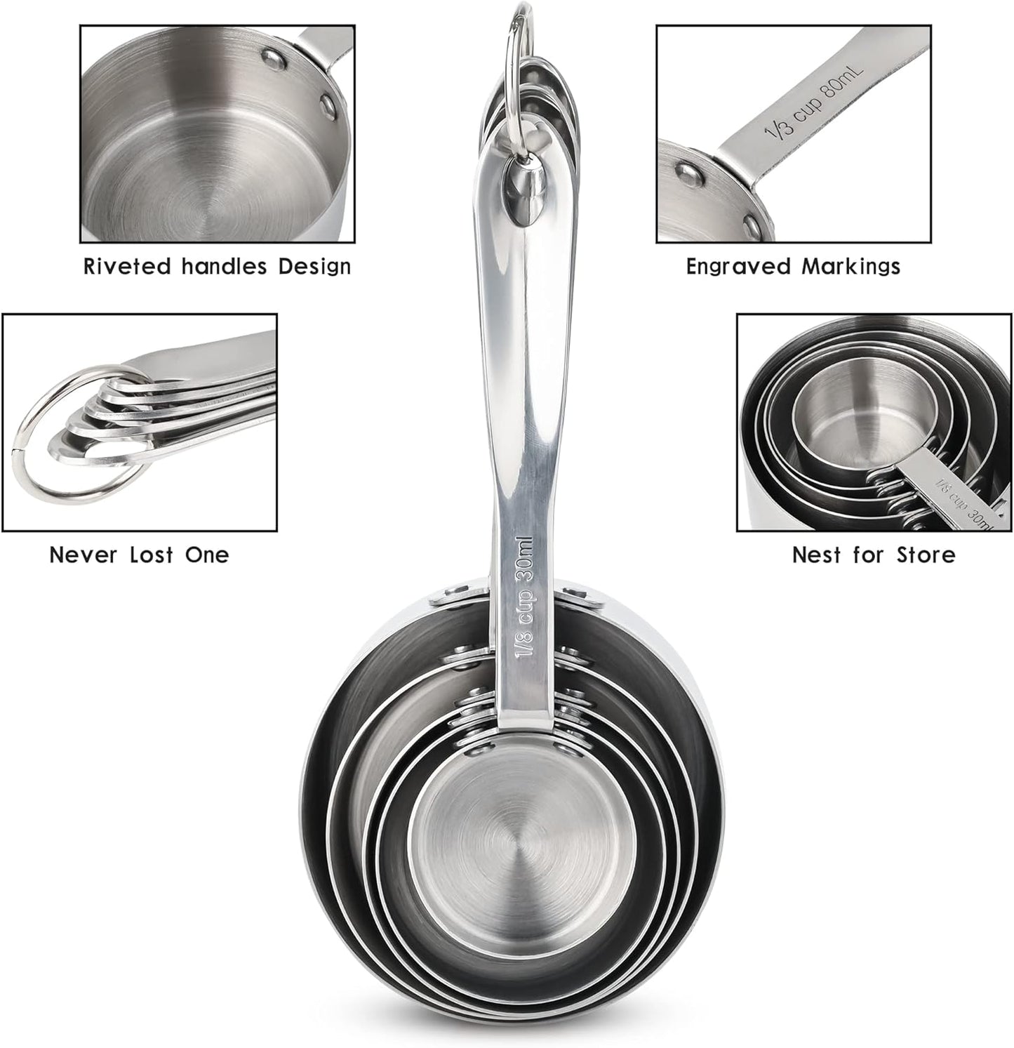 Copper Measuring Cups and Spoons Set, Stainless Steel Measuring Cups and Spoons Set 12, Metal Measuring Cups Set, 5 Measuring Cup Set and 6 Copper Measuring Spoons &Leveler for Kitchen