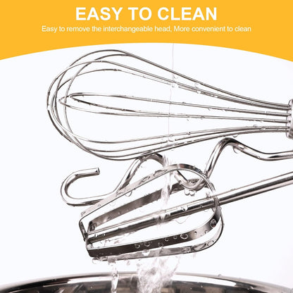 homicozy 3-Piece Stainless Steel Hand Mixer Attachment Set - Whisk, Dough Hook, Egg Beater for Drills - Dishwasher Safe, 9.8 Inch (Drill Not Included) (9.8inch)