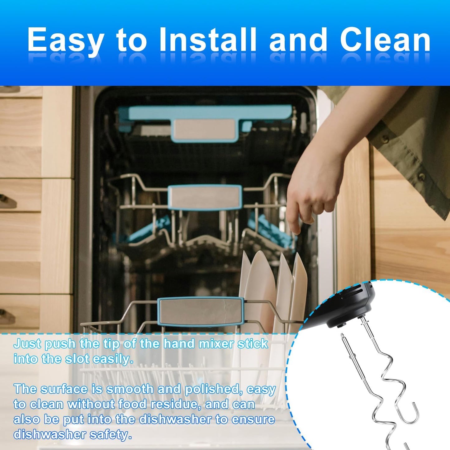 2pcs Hand Mixer Beaters Attachments Compatible with BLACK & DECKER, Universal Stainless Steel Electric Hand Mixer Whisk Replacement for Cooking and Baking