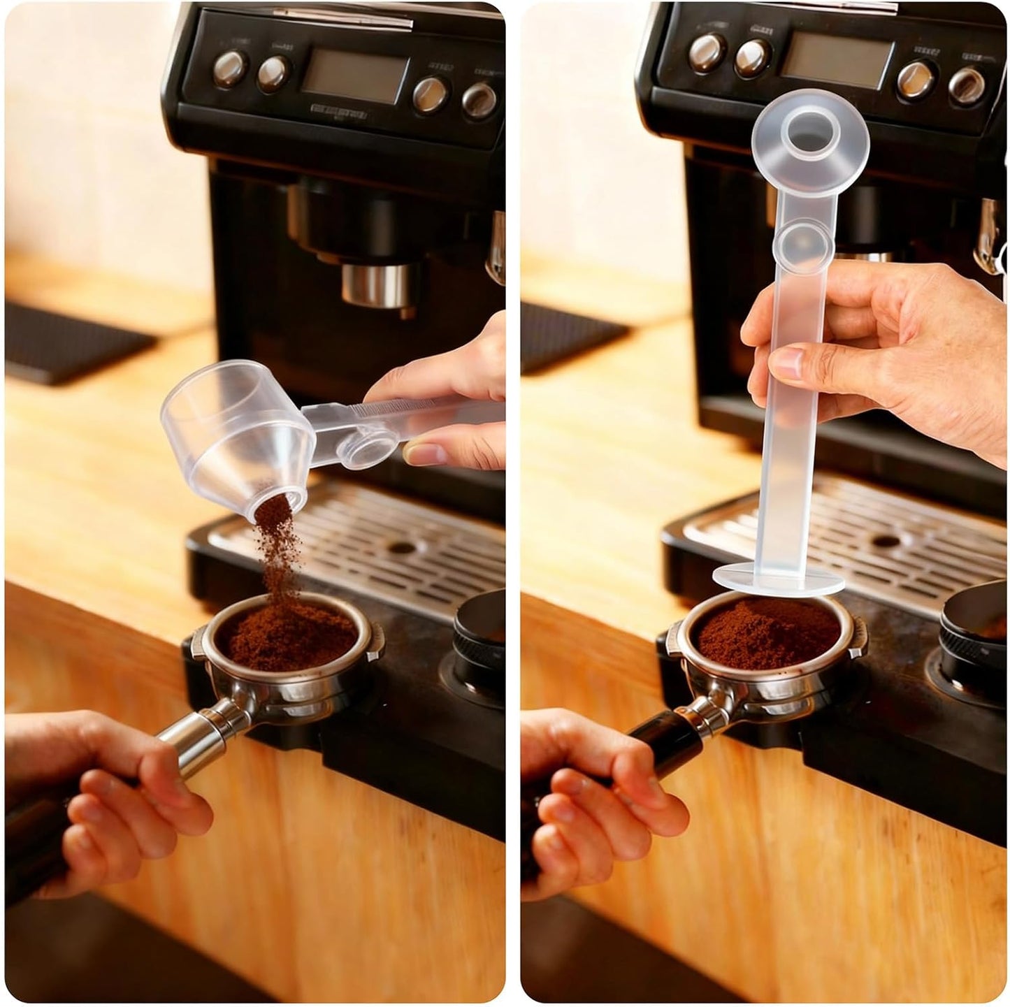 Coffee Scoop 2Tbsp & 51mm Espresso Tamper - BPA-Free PCTG Scoop Funnel, Fits K-Cups, Precise Measuring for Coffee/Protein/Powder/Hot Cocoa & Formula Dispensers (Black 1Pack)