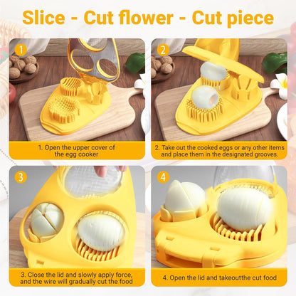 1 Pcs Heavy Duty Egg Slicer with 3 Cutting Modes, Stainless Steel Egg Cutter for Hard Boiled Eggs, Strawberry, Grape, Mushroom, Kitchen Dicer Tool, Send Goods From Local Warehouse