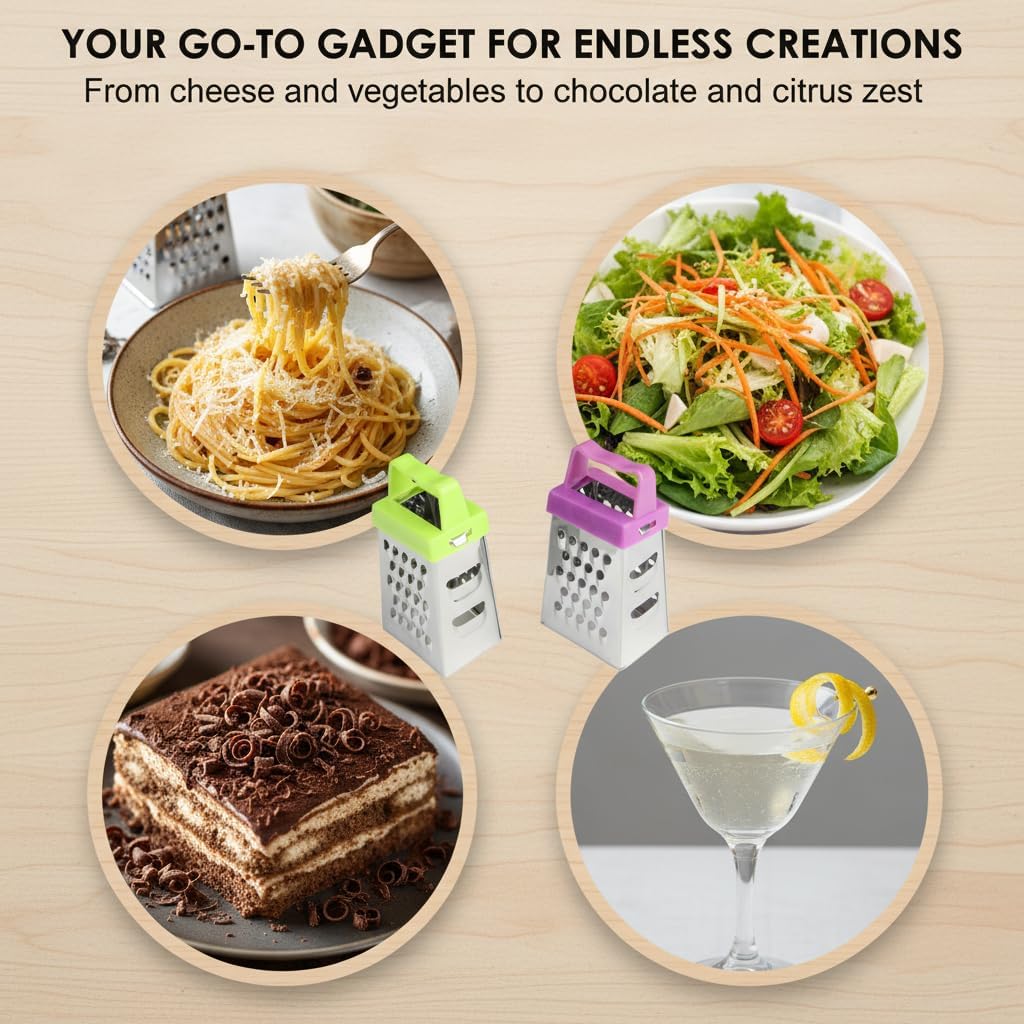 12PC Mini Cheese Grater Set, Handheld Box Gratters with 4-Side Stainless Steel Blades, Small Cheese Grater for Kitchen—Fine/Coarse Graters for Cheese, Garlic, Ginger, Vegetables & Potatoes