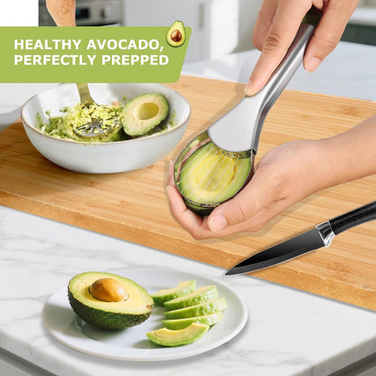 Avocado Slicer Tool 3 in 1, Stainless Steel Avocado Cutter Tool Set, Avocado Masher & Avocado Peeler Tools, Multi-Function Avocado Smasher Tools for Slicing, Scooping and Pit Removal