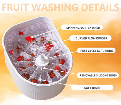 Fruit Cleaner Spinner, Large Fruit Washer Spinner, Fruit Cleaner Spinner with Fruit Washer Bowl and Brush, Vegetable Fruit Spinner Washer,Fruit and Vegetable Scrubber (White)