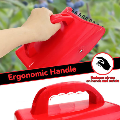 2 Pack Blueberry Picker with Metallic Comb and Ergonomic Metal Handle, Plastic Scoop for Blueberries Lingonberries Huckleberries (Red)