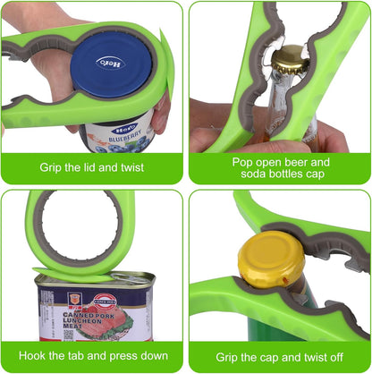 Jar Opener Multifunction Adjustable for 1-4 inches Bottle Can, Stainless Steel Lids Off Jar Opener. Fit Seniors, Arthritis, Women, Chilren, Weak Hands