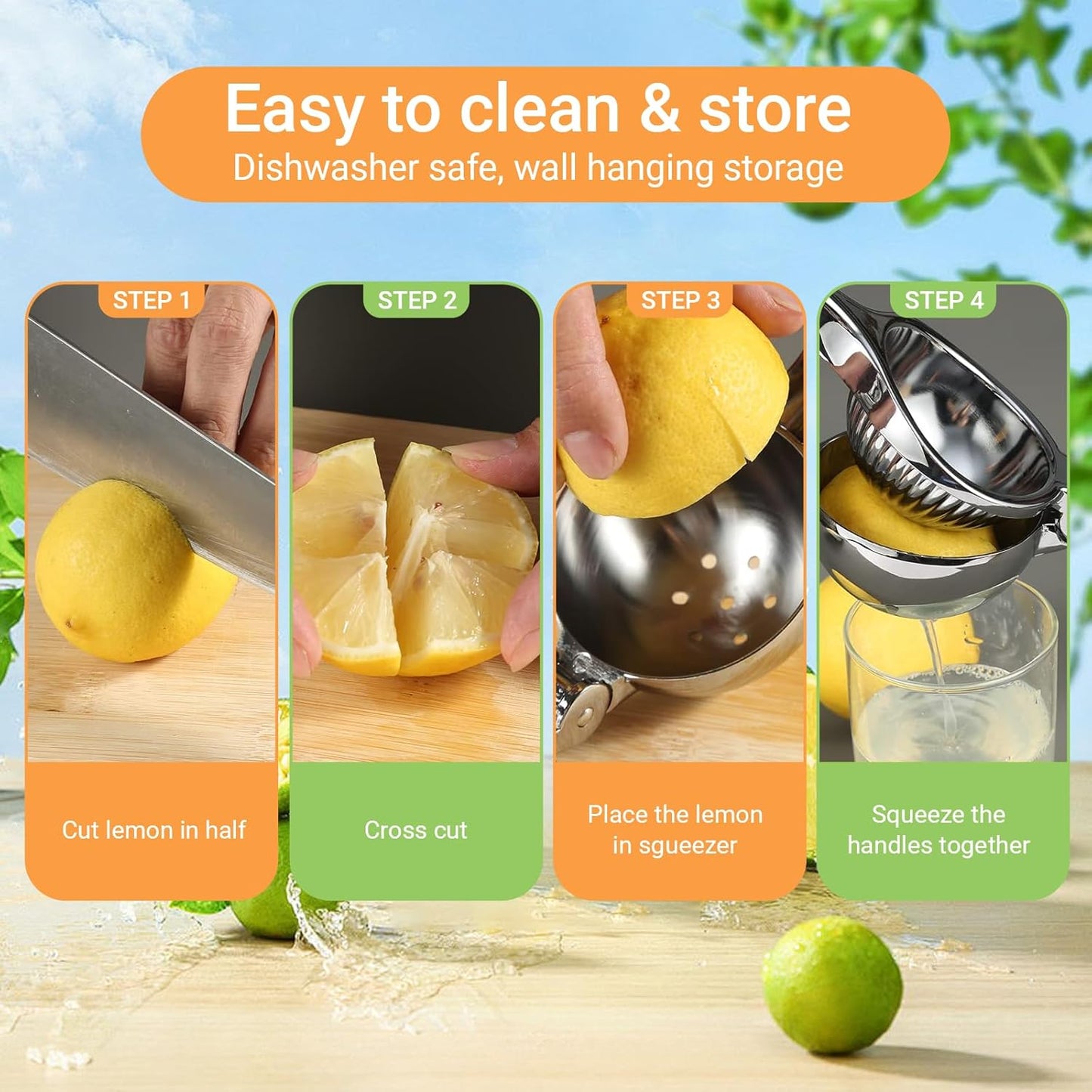 Stainless Steel Manual Juicer Citrus, Lemon Squeezer, Fruit Juicer Lime Press Metal, Professional Hand Juicer Kitchen Tool Bar Juicer for Bartender Accessories
