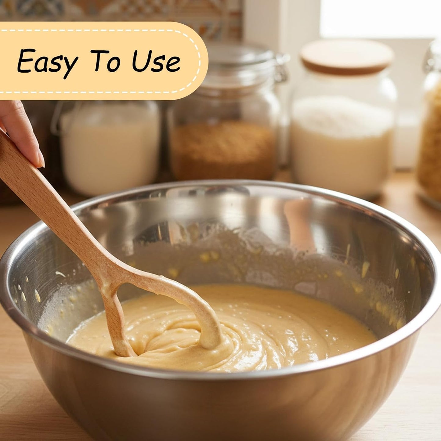 12 Inch Danish Whisk Wooden Sourdough Whisk Traditional Dough Hook Used for Mixing Dough, Sourdough, Eggs, Pizza, Bread and Other Baking Ingredients