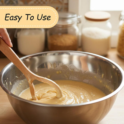 12 Inch Danish Whisk Wooden Sourdough Whisk Traditional Dough Hook Used for Mixing Dough, Sourdough, Eggs, Pizza, Bread and Other Baking Ingredients