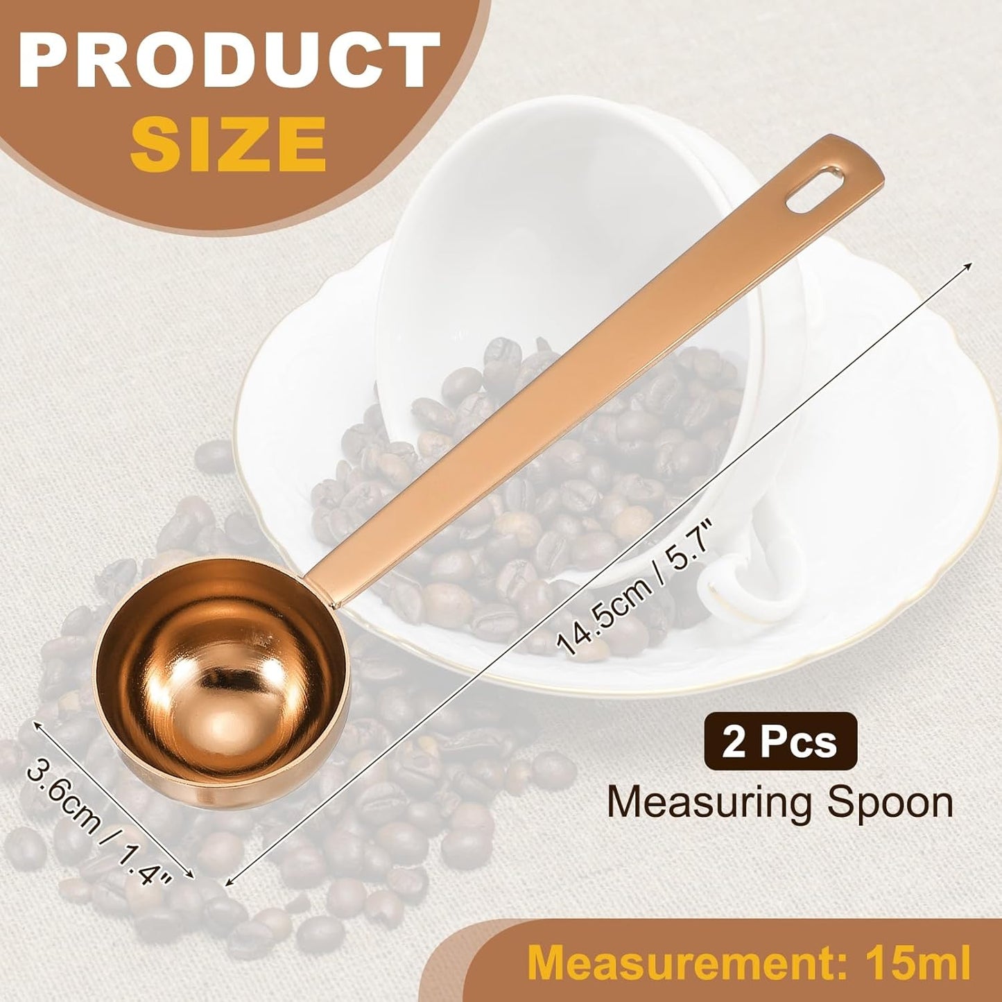 uxcell Measuring Spoon, 15ml Long Handle Table Scoop Teaspoon Coffee Scoop Spoon for Ground Coffee Tea Sugar Cooking Baking, Black