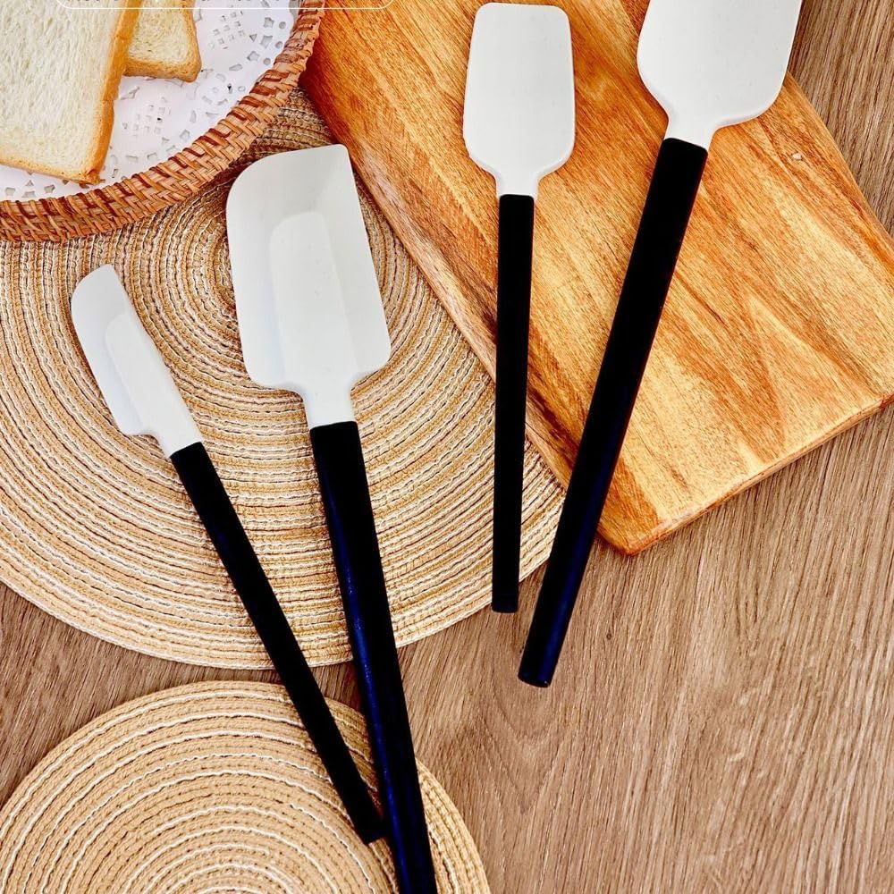Cream Spatula Soft Baking Tools Portable Baking Scraper Cake Mixer Long Handle Pastry Blenders (black-S-Flat Head)