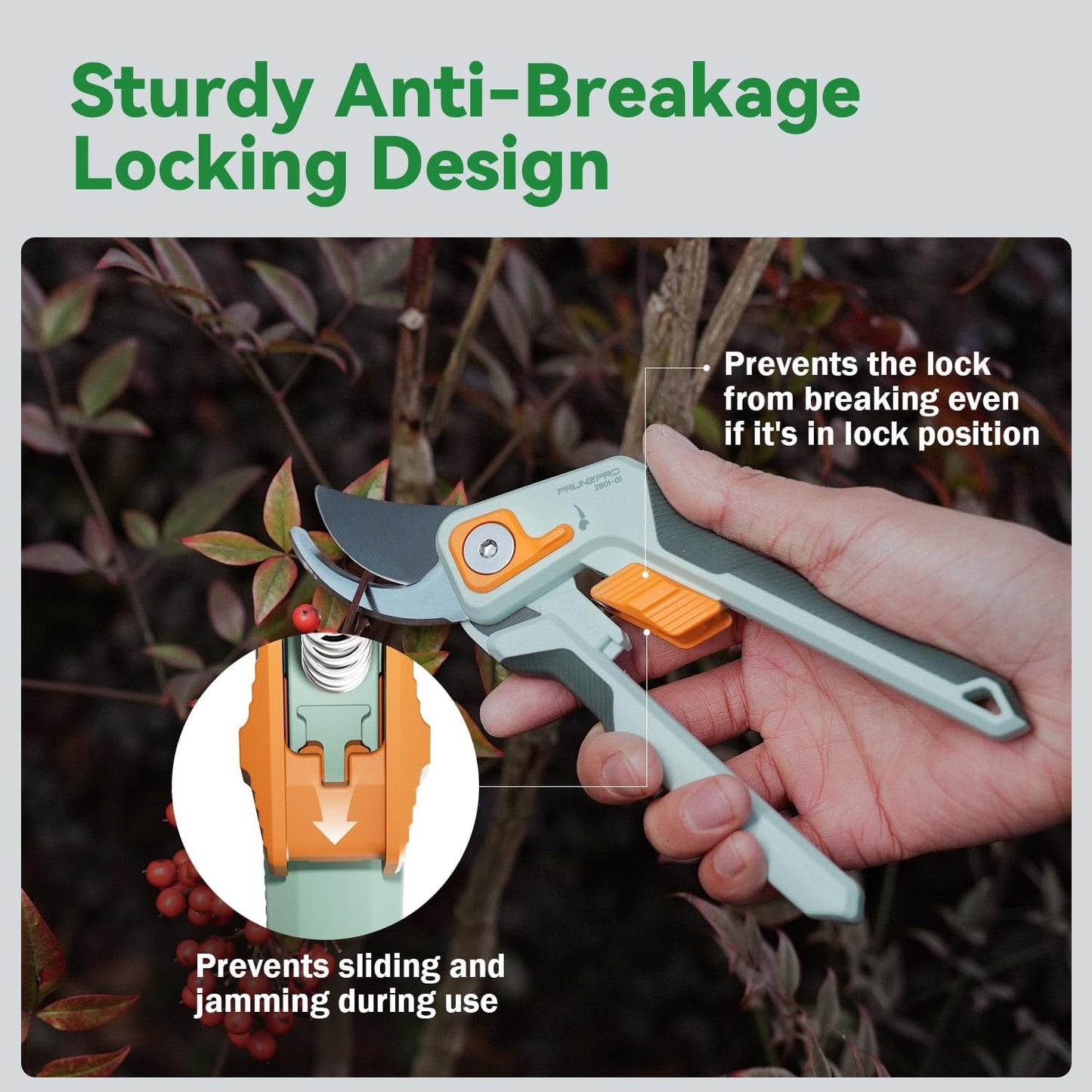 PrunePro Pruning Shears Gardening Scissors Set Professional Hand Pruner Sharp Stainless Steel Blade Garden Scissors Plant Flower Garden Clipper