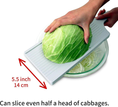 Seki Japan Cabbage Slicer, stainless steel mandoline slicer with hand protector, wide black plastic slicer, great for shredded cabbage