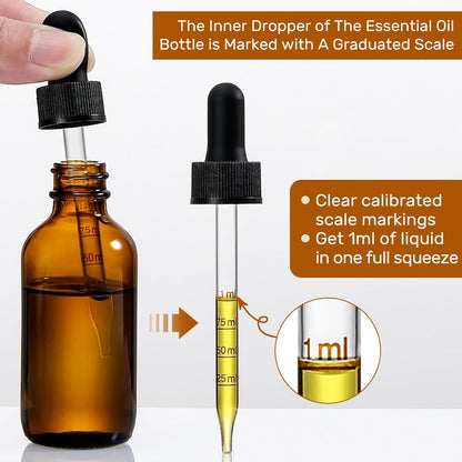 4 Pack, 1 oz Thick Dark Amber Glass Dropper Bottles with 1 Funnels & 4 Labels - 30ml Tincture Bottles with Eye Dropper - Leakproof Essential Oils Bottle - Storage and Travel for Beauty or Health