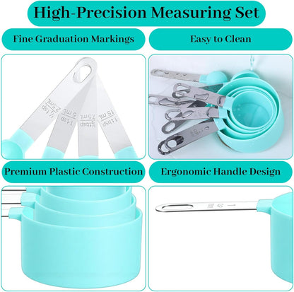 8 PCS Measuring Cups and Spoons Set, Nesting Measuring Cups and Spoons with Stainless Steel Handle, Clear and Easy to Read Kitchen Essentials Gadgets for Dry or Liquid Ingredients