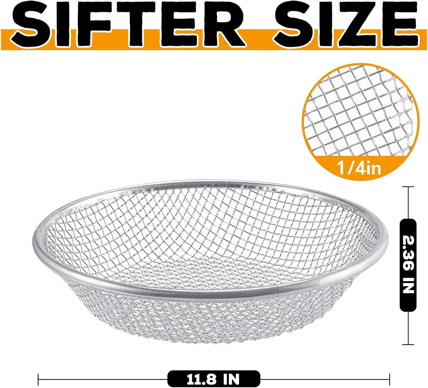 3Pcs 3 Apertures Sizes Soil Sifter Sieve - Heavy Duty Galvanized Screen for Compost, Dirt, Rocks, Gravel & Garden - Fits 5 Gallon Bucket, Rust-Resistant - Composting & Sifting Tool