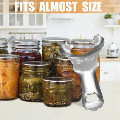 CYDW Mason Jar Opener Tool with Soft Touch Handle, No Lid Dents or Damage, Can Opener Manual Multi-Purpose, Easy Twist Manual Handheld Top Remover, Canning Supplies, Bottle Opener, Made for Lifetime
