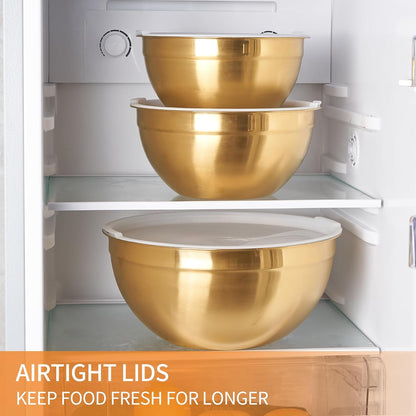 Colorful Mixing Bowls with Airtight Lids, Stainless Steel Nesting Mixing Bowls Set of 7, Ideal for Baking, Prepping and Serving Food, Size 7, 3.6, 2.7, 2.1, 1.5, 1.1,0.8 QT, Stackable Design