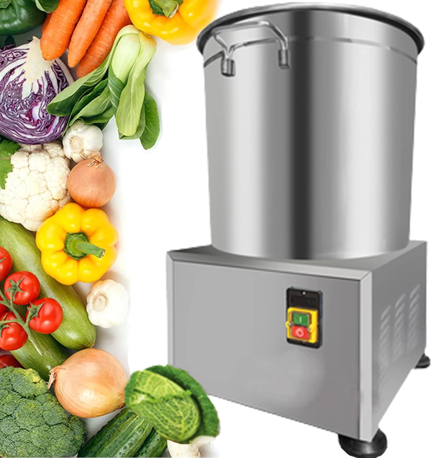 JIAWANSHUN Electric Commercial Salad Spinner Large Inner Capacity 11L(4kg Vegetable), 110V Stainless Steel Lettuce Spinner Vegetable Dryer for Canteens Hotels and Restaurants, One Key Switch