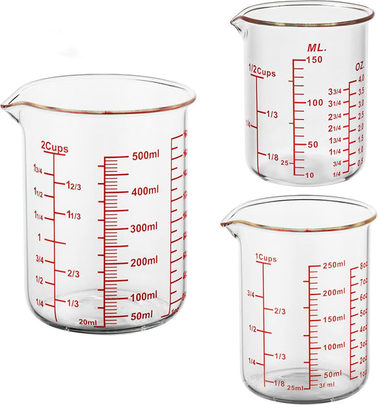 High Borosilicate Glass Measuring Cup-V-Shaped Spout，Glass Measuring Beaker for Kitchen or Restaurant, Easy to Read, 60 ML (2 Oz)-Pack of 2