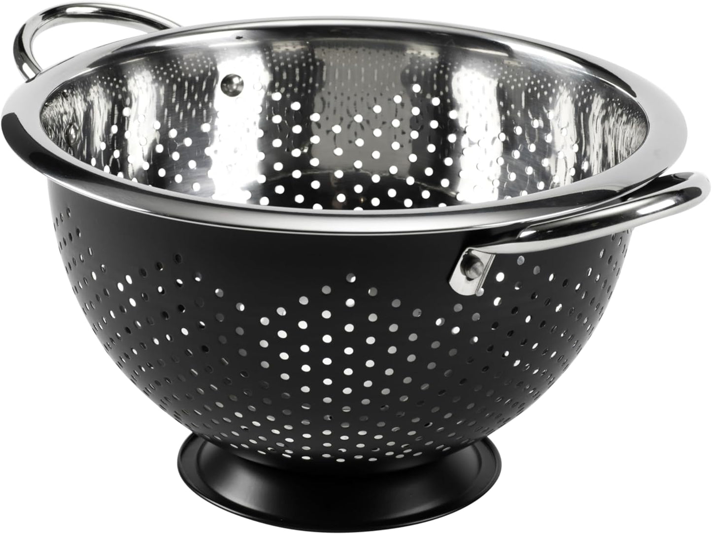 GoodCook Colander Premium Stainless Steel Construction with Handles and Elevated Pedestal Foot, 5-Quart, Black