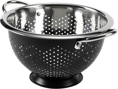GoodCook Colander Premium Stainless Steel Construction with Handles and Elevated Pedestal Foot, 5-Quart, Black