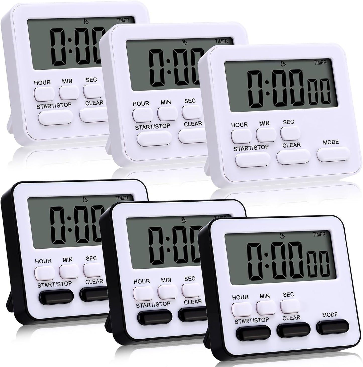 Leumoi 2 Pcs Digital Kitchen Timer 24 Hour Clock and Alarm Function Timer On/Off Switch Minute Second Count up Countdown Loud Alarm for Exercise Cook Baking(White)