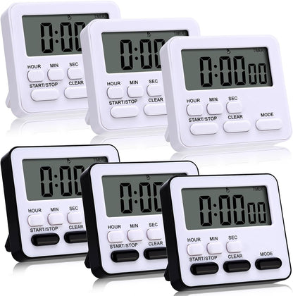 Leumoi 2 Pcs Digital Kitchen Timer 24 Hour Clock and Alarm Function Timer On/Off Switch Minute Second Count up Countdown Loud Alarm for Exercise Cook Baking(White)
