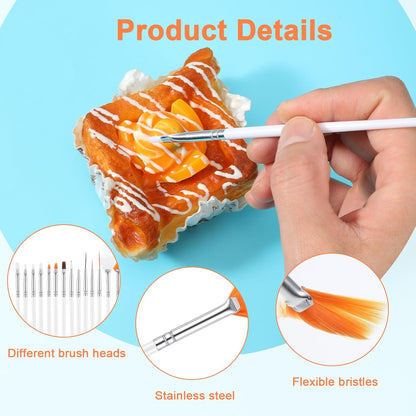 JJUNW 15 PCS Cake Decorating Brushes, Sugar Cookie Decorating Brushes Kit Food Safe Basting Brush Multifunctional Decorative Baking Supplies Candy Icing Pastry Brush for Bakers(White)