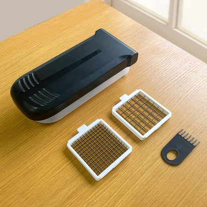 LHS Vegetable Chopper Multifunctional Food Chopper Onion Chopper Vegetable Slicer Dicer Cutter Potato Cutter Veggie Chopper with Container with Spiralizer (12 in 1, Black)