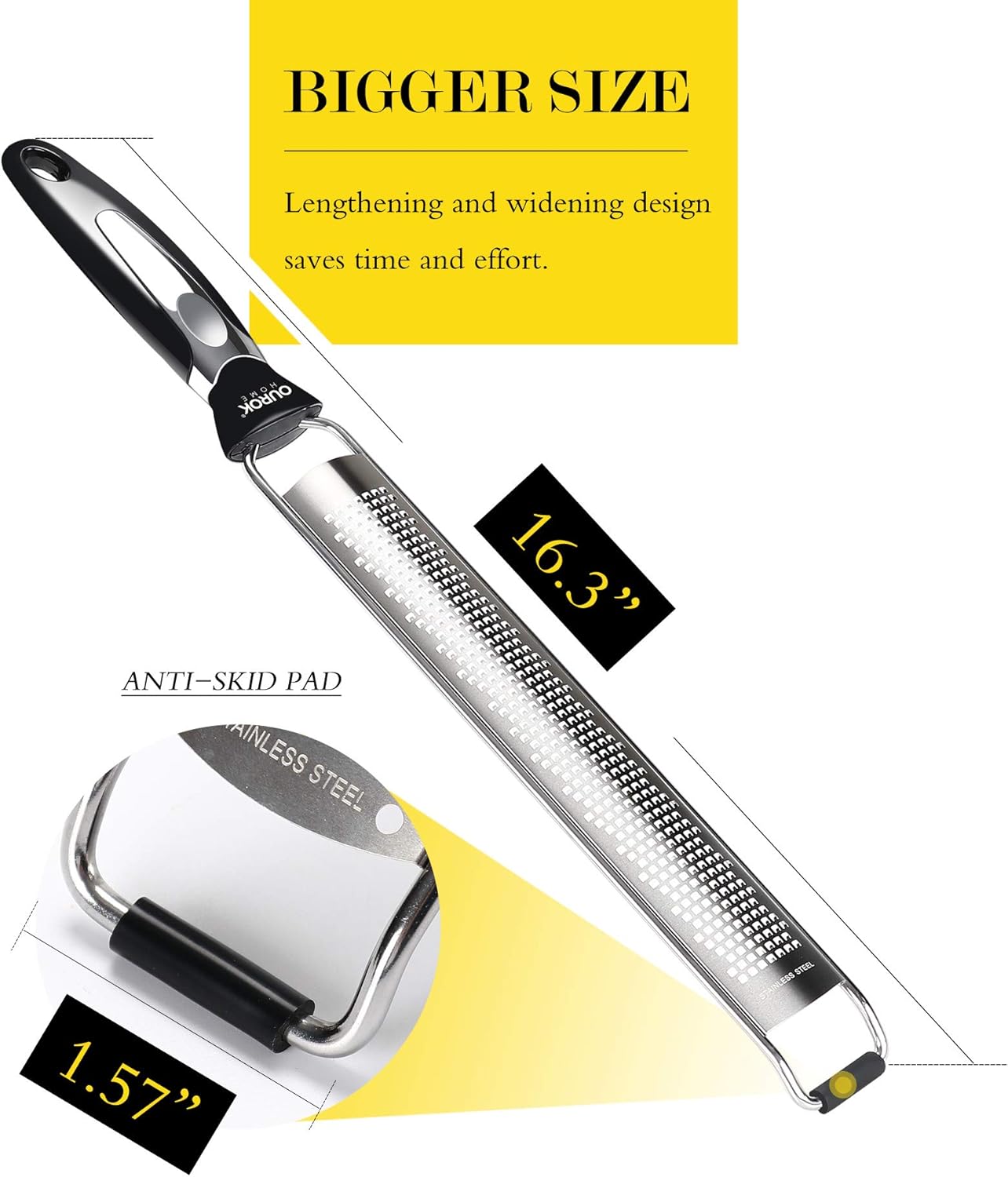 Ourokhome Kitchen Lemon Zester, Stainless Steel Hand Held Parmesan Cheese Grater for Ginger, Chocolate, Coconut, Lime, Nutmeg, Citrus, Fruit, Vegetable with Cleaning Brush, Dishwasher safe, Blue