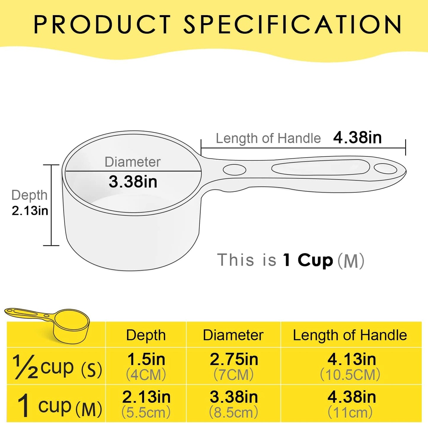SUPERDESIGN 1 Cup Dog Food Scoop for Container Melamine Measuring Scoop for Dogs Cats Birds and Rabbits Pet Food Feeding Scoop Dishwasher Safe - Yellow