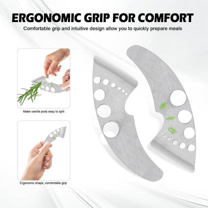 9-Hole Herb Stripper Tool, Stainless Steel Leaf Stripper for Kale, Rosemary, Basil, Thyme, Collard Greens – Ergonomic Kitchen Gadget with Blade Guard, Dishwasher Safe