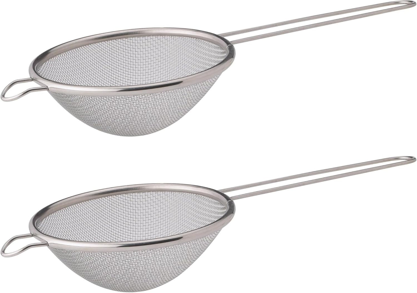 HIC Kitchen Fine Mesh Strainer With Helper Handle, 18/8 Stainless Steel, 6-Inch, For Sifting, Draining, And Straining Pasta, Vegetables, Stocks, And Sauces