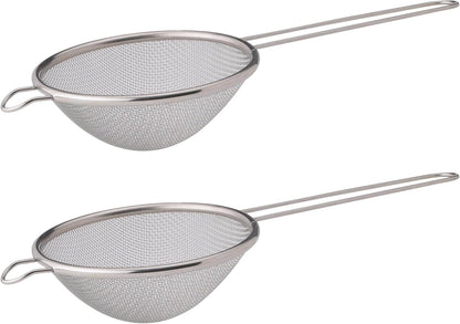 HIC Kitchen Fine Mesh Strainer With Helper Handle, 18/8 Stainless Steel, 6-Inch, For Sifting, Draining, And Straining Pasta, Vegetables, Stocks, And Sauces