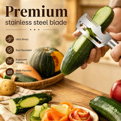 Multifunctional Vegetable Peeler 2-Pack, 3-in-1 Kitchen Peeler with Julienne Grater & Bottle Opener, Durable Stainless Steel Handle for Potato, Carrot, Apple (B)