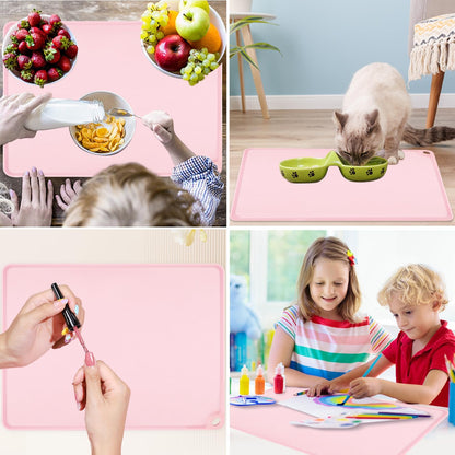 Standard Silicone Mat,Black Baking Mat-Food Grade Kids Dinner Table Placemat Non Slip Counter Mat with Raised Edges Heat Resistant Mat for Air Fryer Nonstick Pastry Dough Mat(1 Pack 23.6'' x 15.7'')