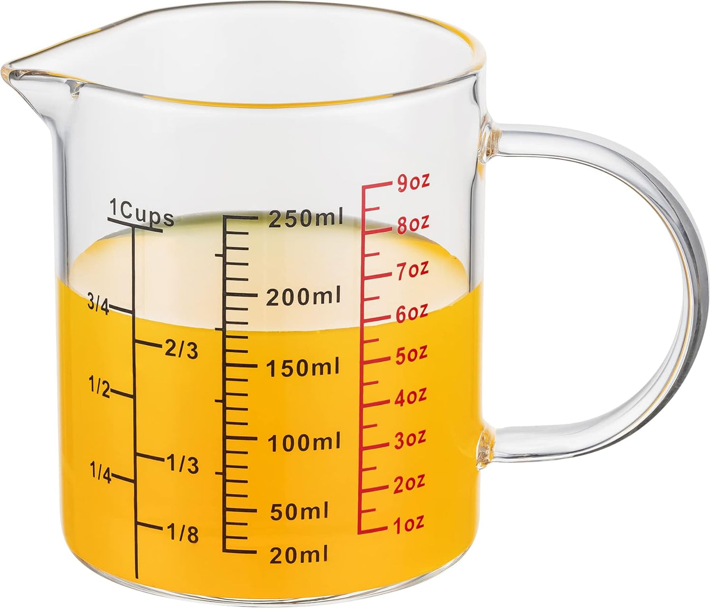 Ackers BORO3.3 Measure Glass -[Insulated handle | V-Shaped Spout]-Made of High Borosilicate Glass Measuring for Kitchen or Restaurant, Easy to Read, 120 ML (4 Oz)