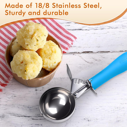 Fayomir 4 OZ Scoop, #8 Disher, Large Ice Cream Scoop with Trigger, Muffin Scoop, Large Cookie Scoops for Baking, Grey Handle, With Trigger for Portion Control