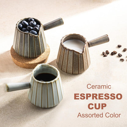 Espresso Cups Ceramic, 200ML Espresso Measuring Cup with Handle, Expresso Shots Cups with Scale, Espresso Accessories, White