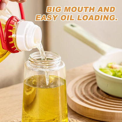 16oz/470ml Glass Olive Oil Sprayer for Cooking - 2 in 1 Olive Oil Dispenser for Kitchen Gadgets, Air Fryer, Salad, and BBQ (black)