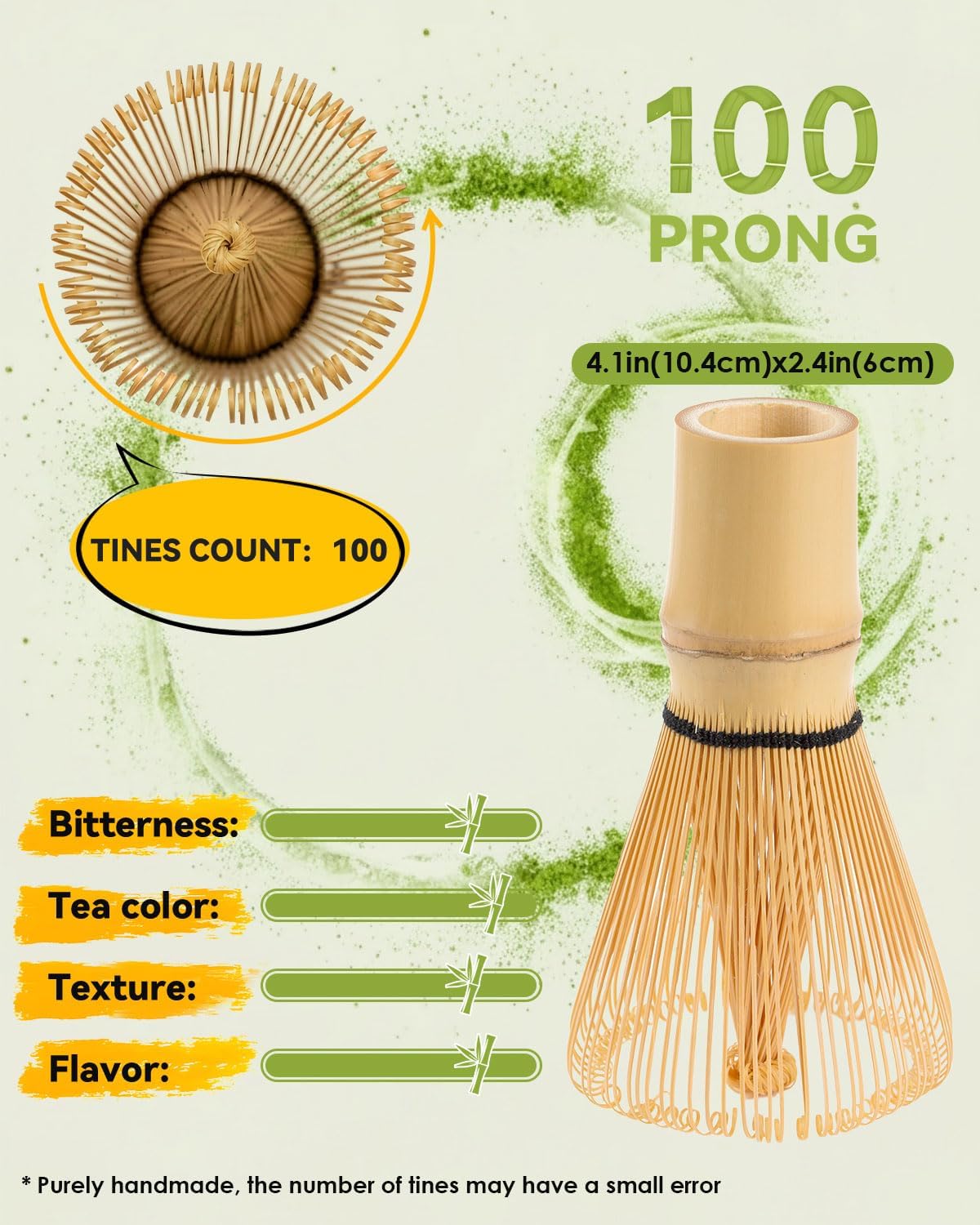Matcha Whisk Set, Ceramic Matcha Set Includes Bowl with Spout, Whisk and Holder, Bamboo Scoop, Sifter and Tea Towel - 6 Pcs Matcha Kit Gift for Lovers Beginners (Pink)