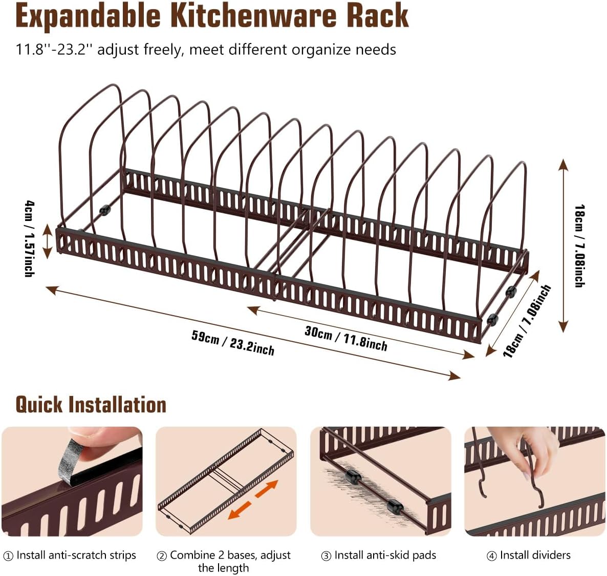 Housolution Cutting Board Organizer Rack, Expandable Baking Tray and Cookie Sheet Organizer with 14 Adjustable Dividers, Bakeware Muffin Tin Cupcake Pan Storage Organizer for Cabinet, Black