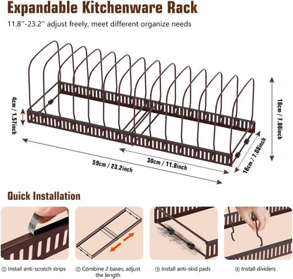 Housolution Cutting Board Organizer Rack, Expandable Baking Tray and Cookie Sheet Organizer with 14 Adjustable Dividers, Bakeware Muffin Tin Cupcake Pan Storage Organizer for Cabinet, Black