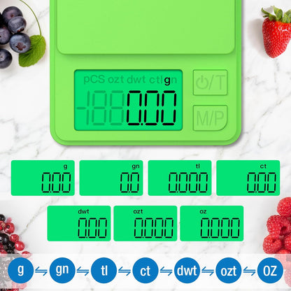 1000g/0.1g Pocket Gram Scale, Diyife High Precision Digital Kitchen Scale, LCD Display, 7 Units with Tare Function, Suit for Jewelry, Powder, Ounces, Blue