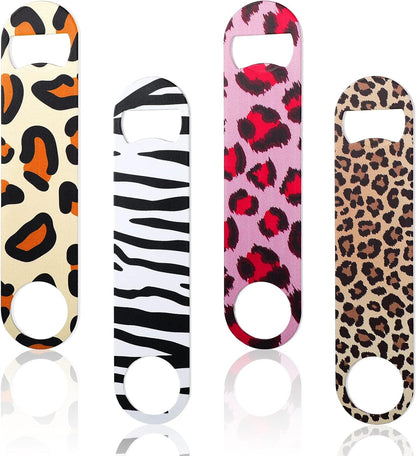 4 Pcs Flat Bottle Opener Heavy Duty Stainless Steel Bottle Opener Beer Flask Tools for Kitchen Bar Restaurant, 7 Inches(Marble Print)