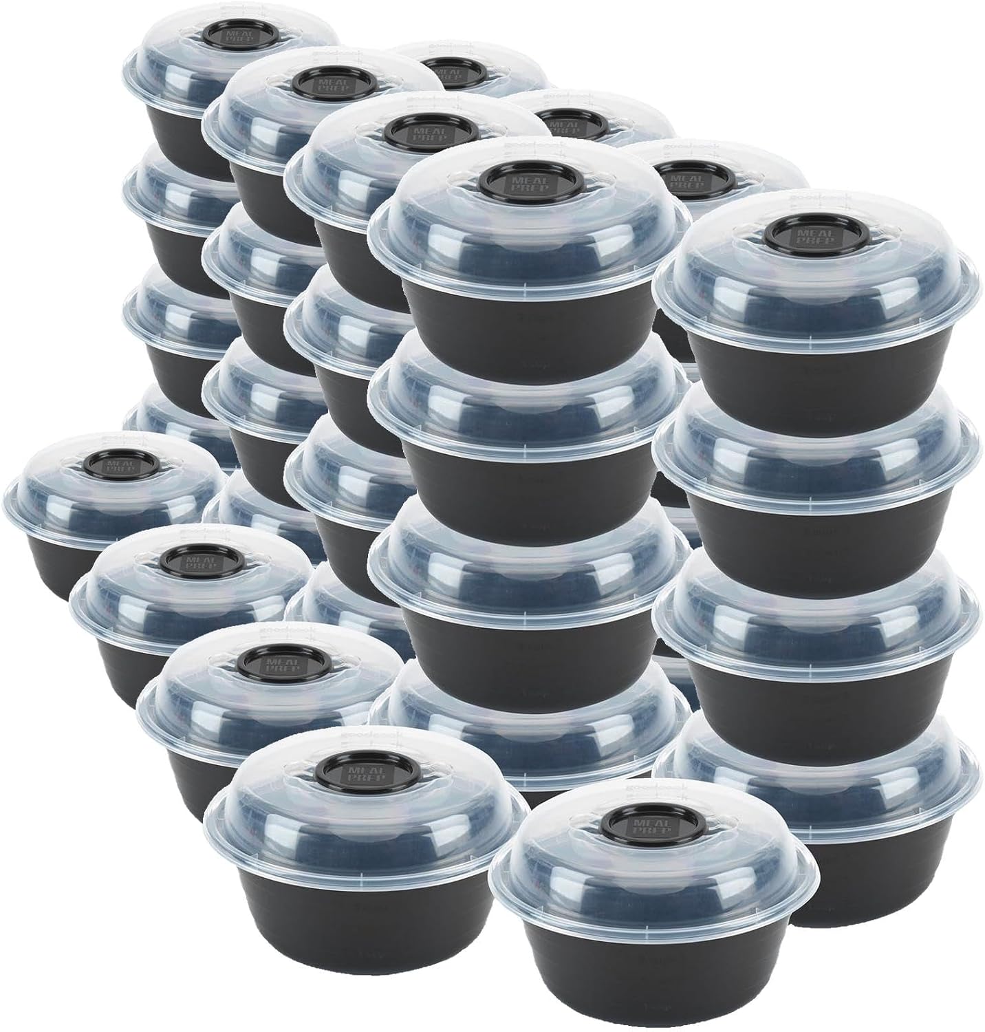 GoodCook 4-Cup Meal Prep Bowls Set with Lids and Dressing Cup, Microwavable Food Storage Containers for Meal Prepping, Set of 10, Black