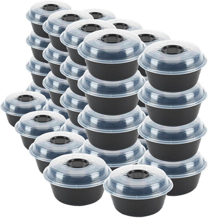 GoodCook 4-Cup Meal Prep Bowls Set with Lids and Dressing Cup, Microwavable Food Storage Containers for Meal Prepping, Set of 10, Black
