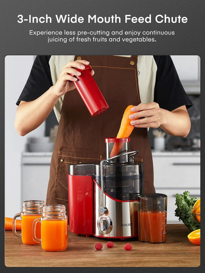 Juicer Machines, Juilist 3" Wide Mouth Juicer Extractor Max Power 800W, for Vegetable and Fruit with 3-Speed Setting, 400W Motor, Easy to Clean